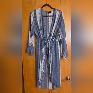 Almost Famous Blue and Brown Patterned Kimono